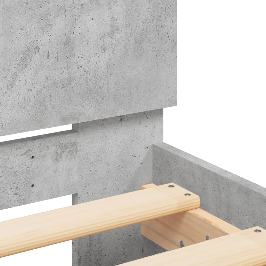 Cadre de lit avec LED sans matelas gris béton 200x200 cm - XIOS