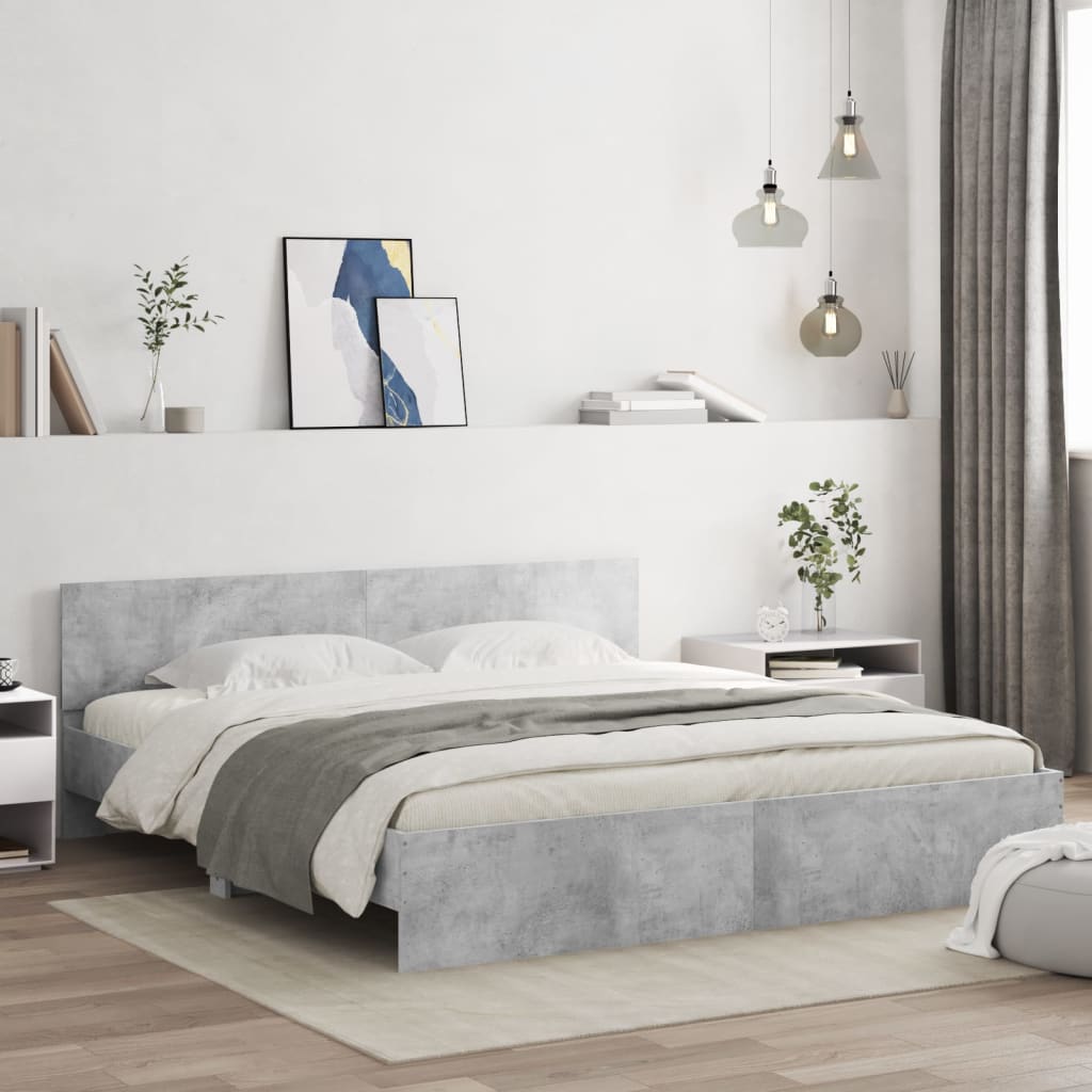 Cadre de lit avec LED sans matelas gris béton 200x200 cm - XIOS