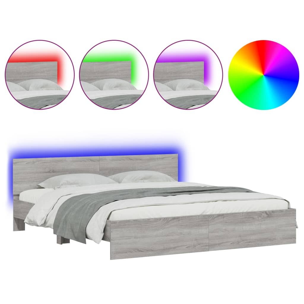 Cadre de lit avec LED sans matelas sonoma gris 200x200 cm - XIOS