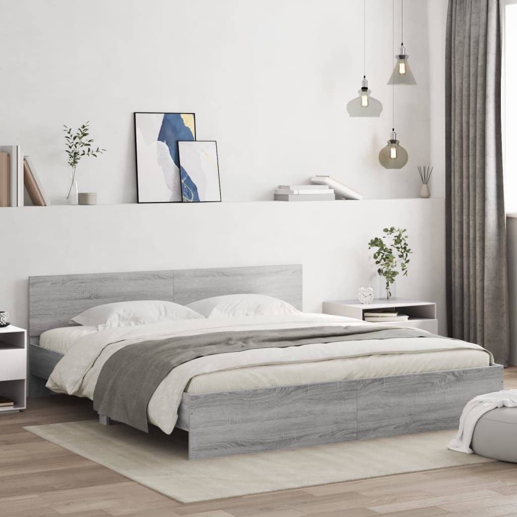 Cadre de lit avec LED sans matelas sonoma gris 200x200 cm - XIOS