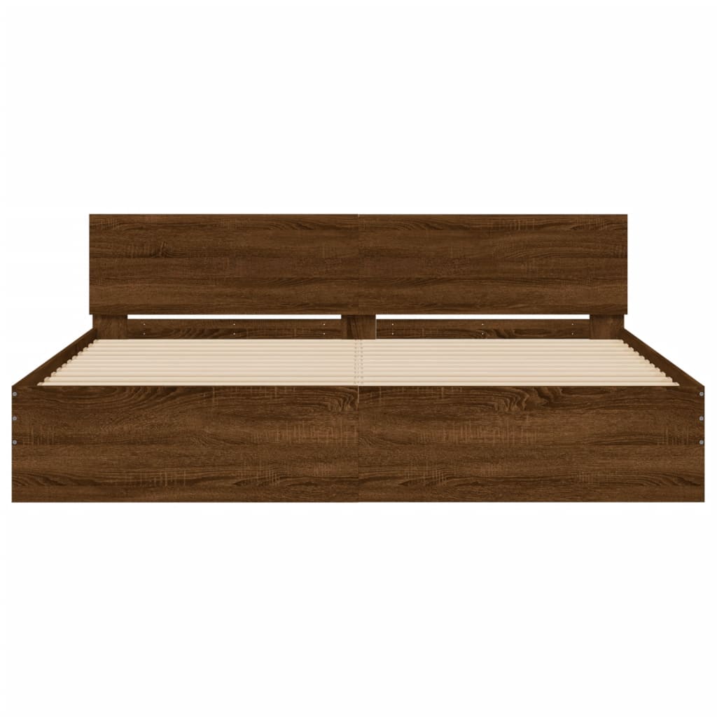 Cadre de lit avec LED sans matelas chêne marron 200x200 cm - XIOS