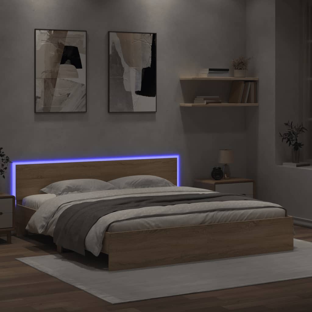 Cadre de lit avec LED sans matelas chêne sonoma 180x200 cm - XIOS