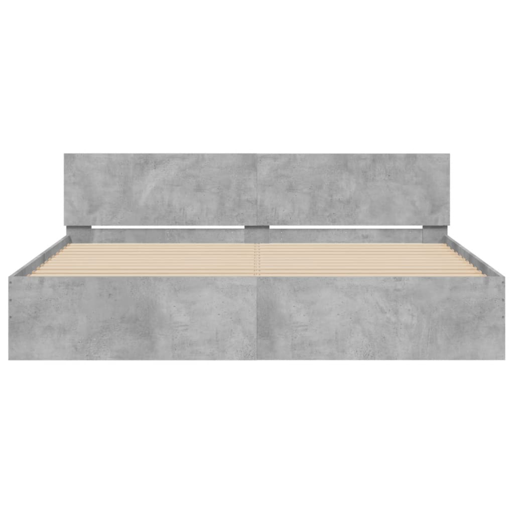 Cadre de lit avec LED sans matelas gris béton 180x200 cm - XIOS