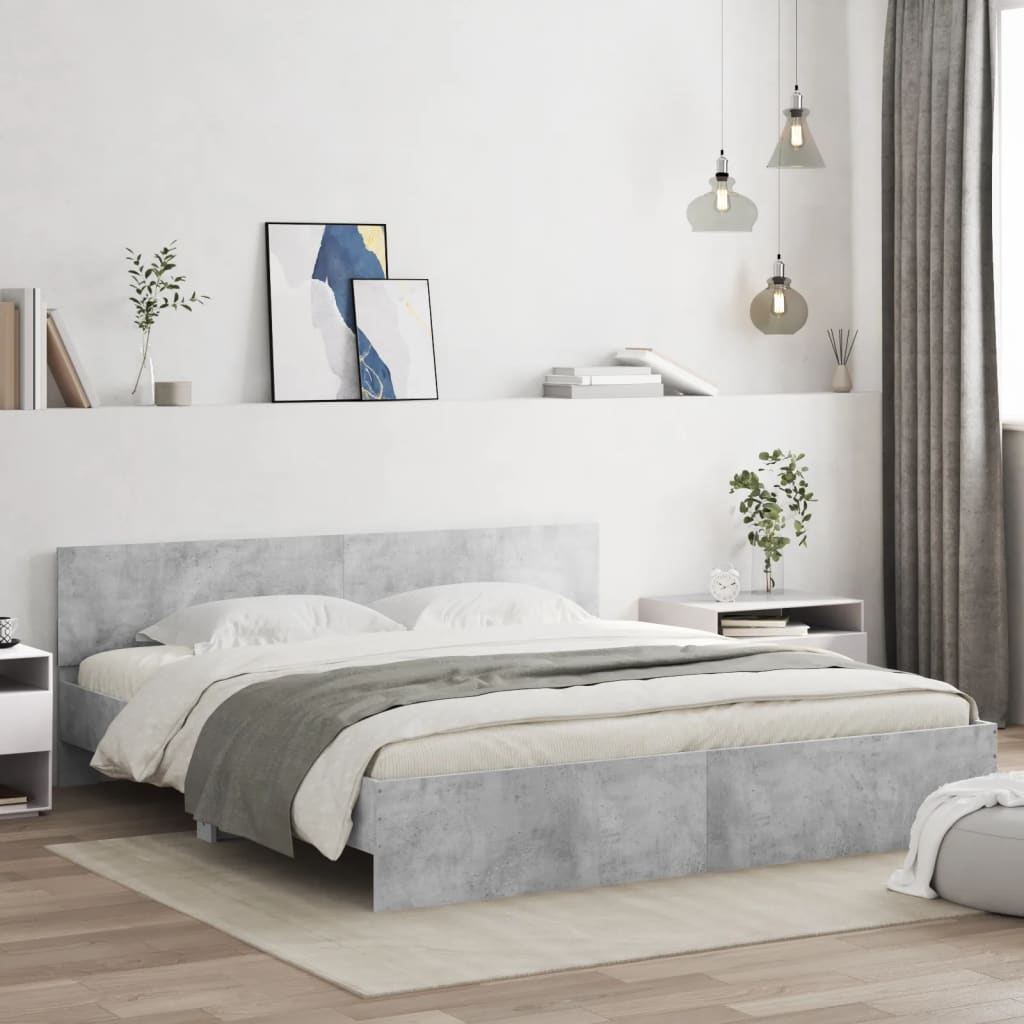 Cadre de lit avec LED sans matelas gris béton 180x200 cm - XIOS