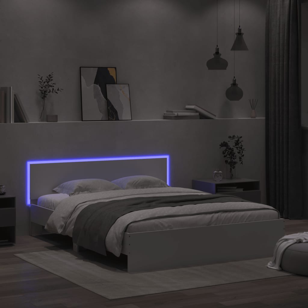 Cadre de lit avec LED sans matelas blanc 160x200 cm - XIOS