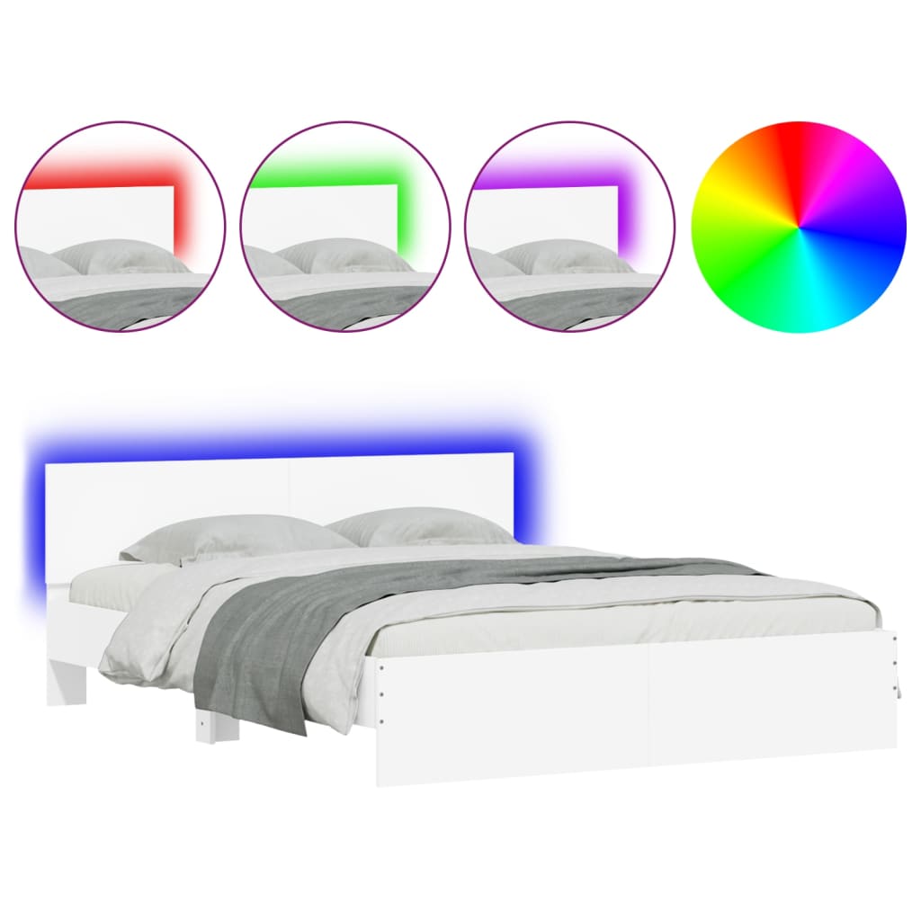 Cadre de lit avec LED sans matelas blanc 150x200 cm - XIOS