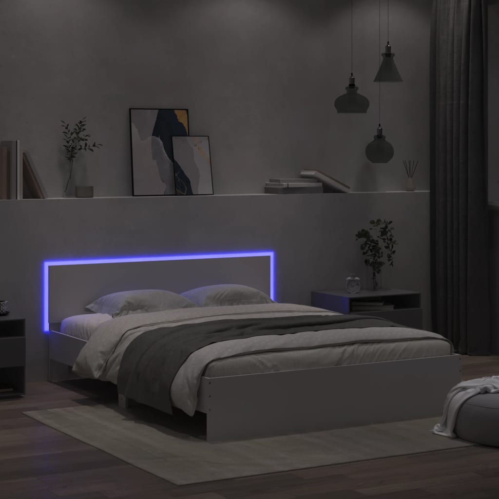 Cadre de lit avec LED sans matelas blanc 150x200 cm - XIOS