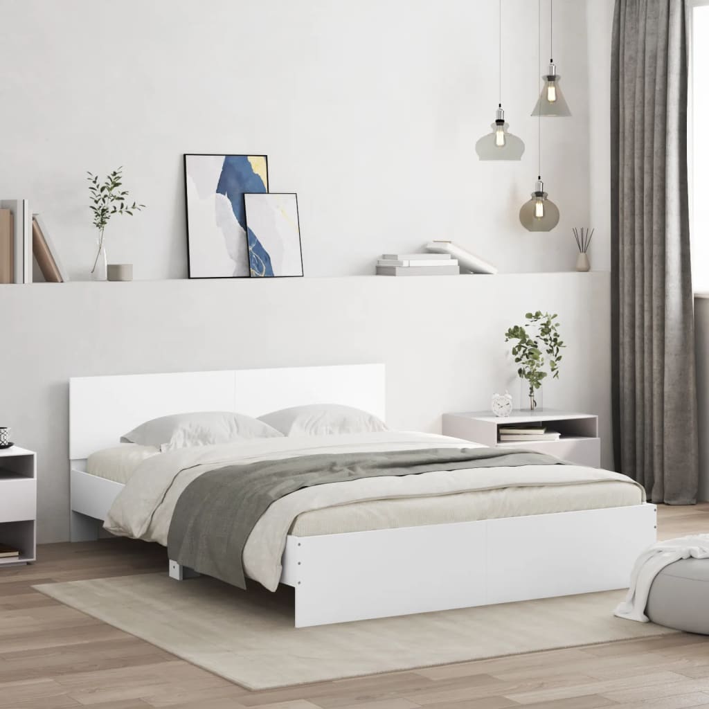 Cadre de lit avec LED sans matelas blanc 150x200 cm - XIOS