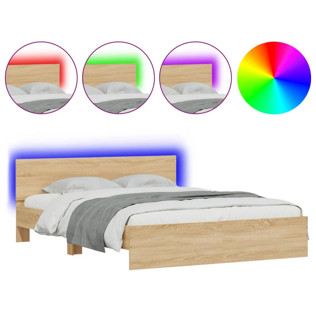 Cadre de lit avec LED sans matelas chêne sonoma 150x200 cm - XIOS