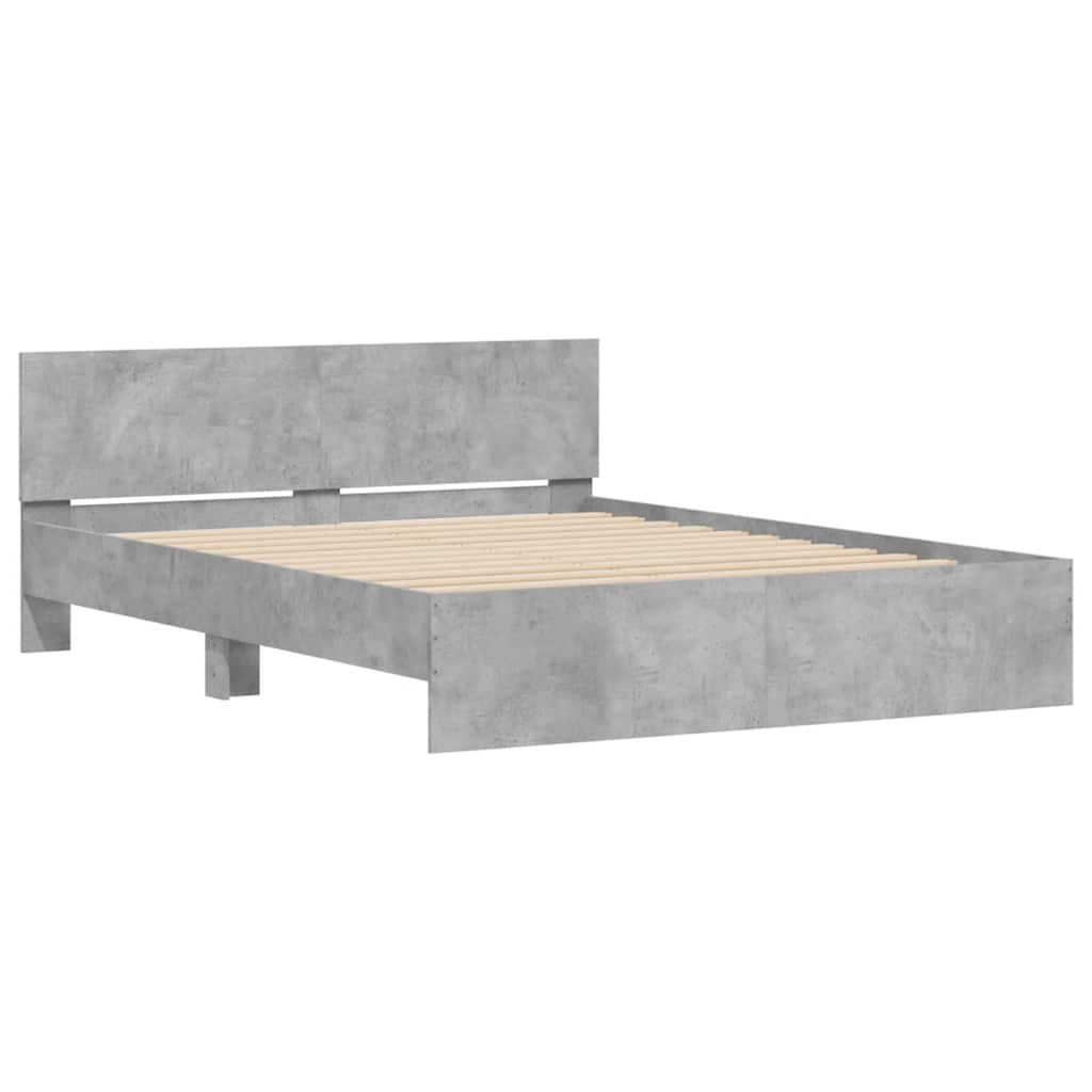 Cadre de lit avec tête de lit et LED gris béton 150x200 cm - XIOS