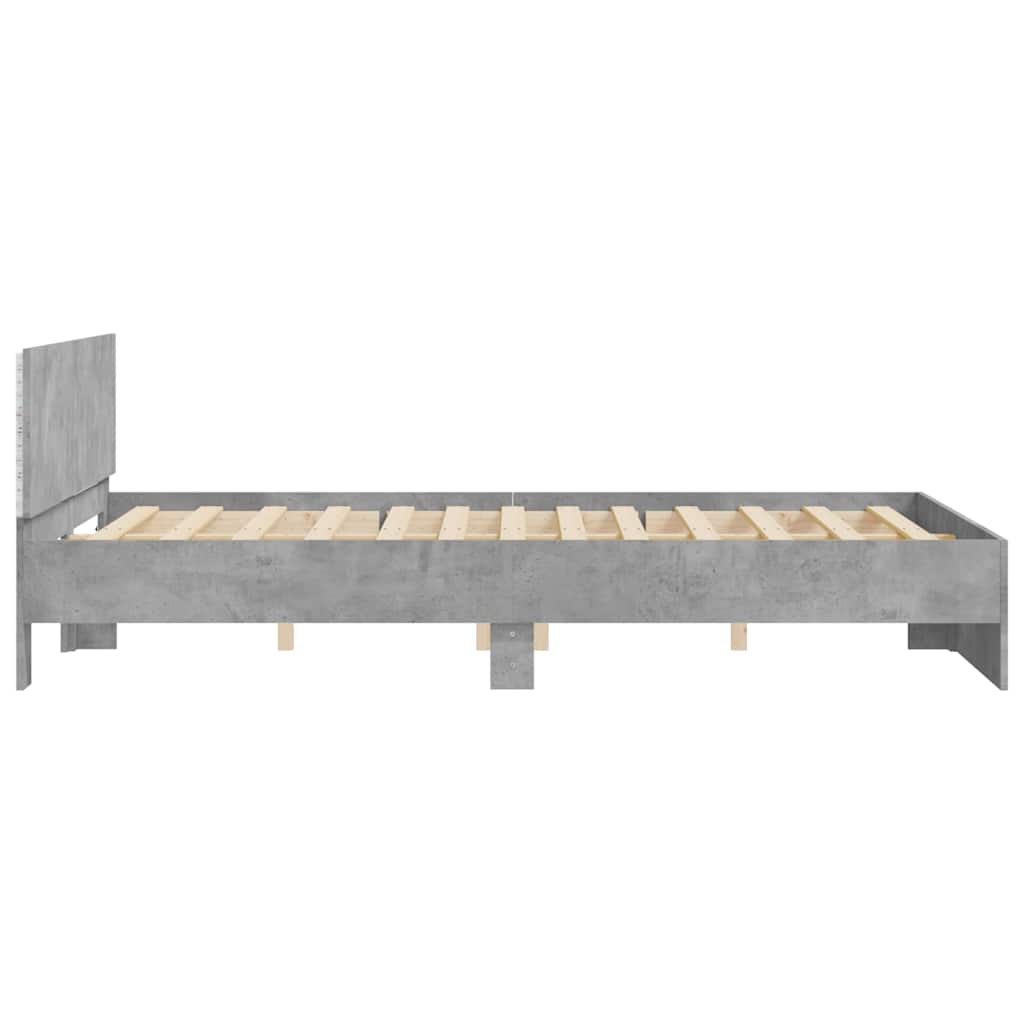 Cadre de lit avec tête de lit et LED gris béton 150x200 cm - XIOS