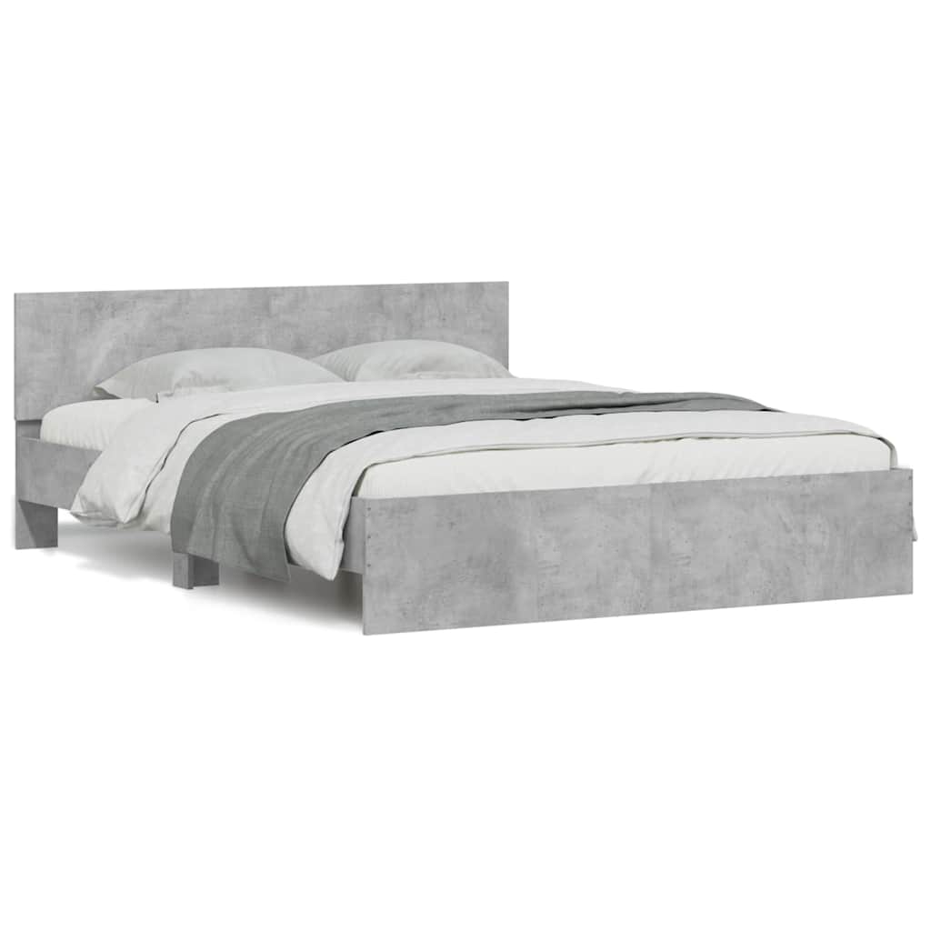 Cadre de lit avec tête de lit et LED gris béton 150x200 cm - XIOS