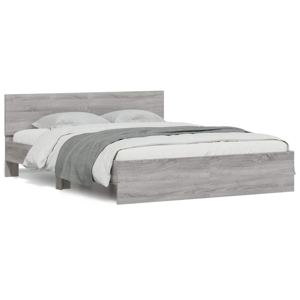 Cadre de lit avec tête de lit et LED sonoma gris 150x200 cm - XIOS