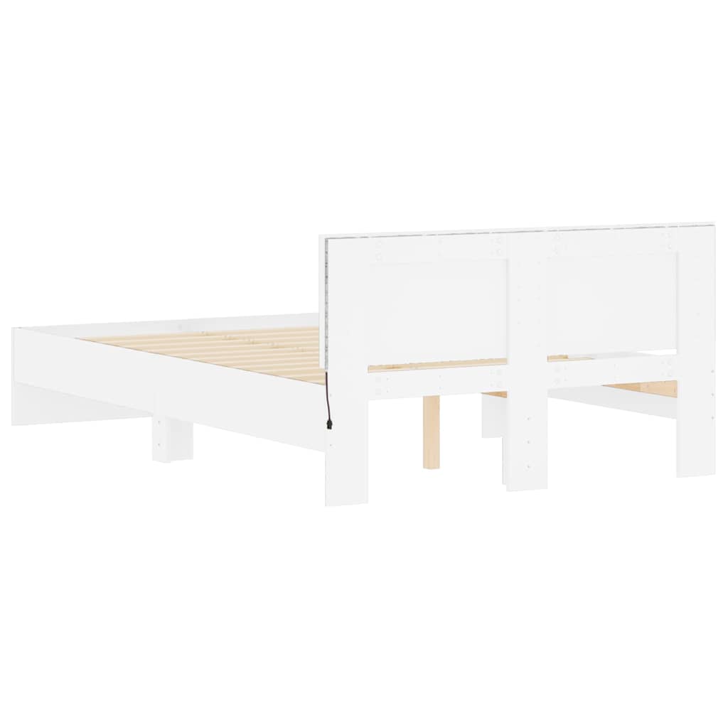 Cadre de lit avec tête de lit et LED blanc 140x200 cm - XIOS