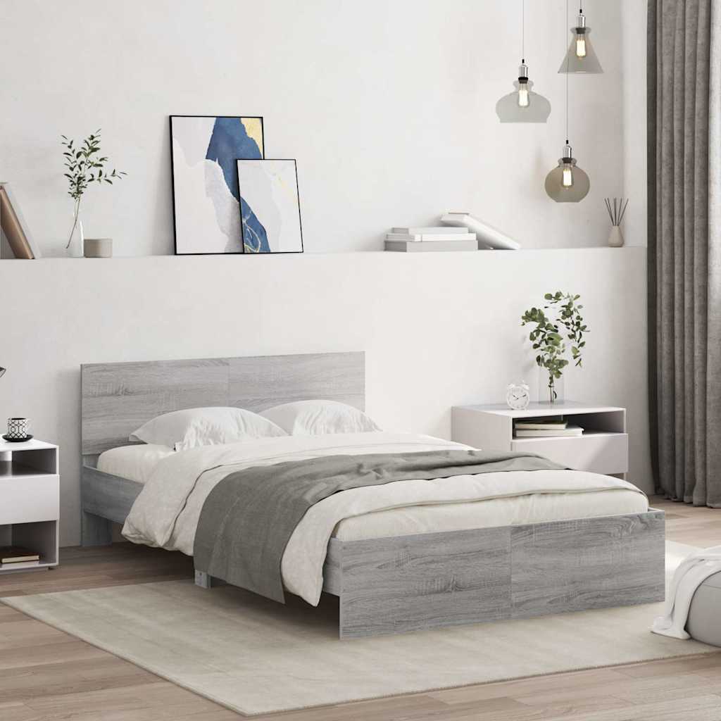 Cadre de lit avec tête de lit et LED sonoma gris 140x200 cm - XIOS