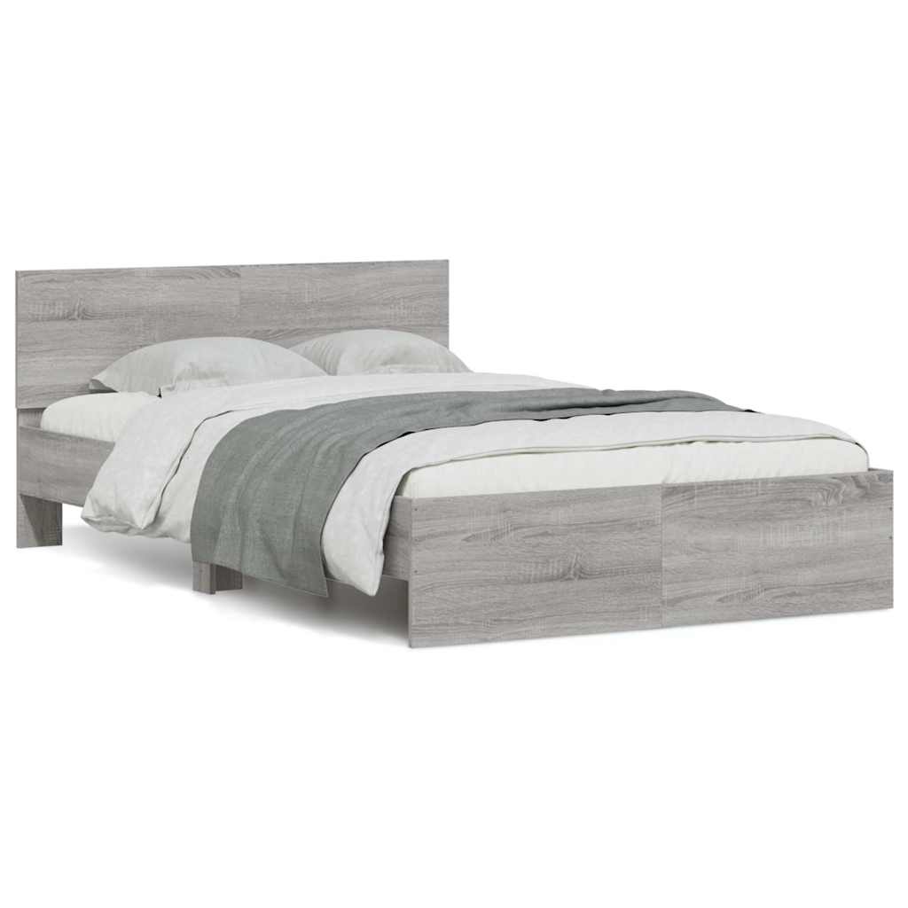 Cadre de lit avec tête de lit et LED sonoma gris 140x200 cm - XIOS