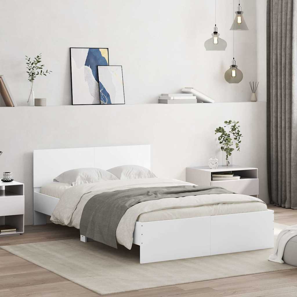 Cadre de lit avec tête de lit et LED blanc 120x200 cm - XIOS