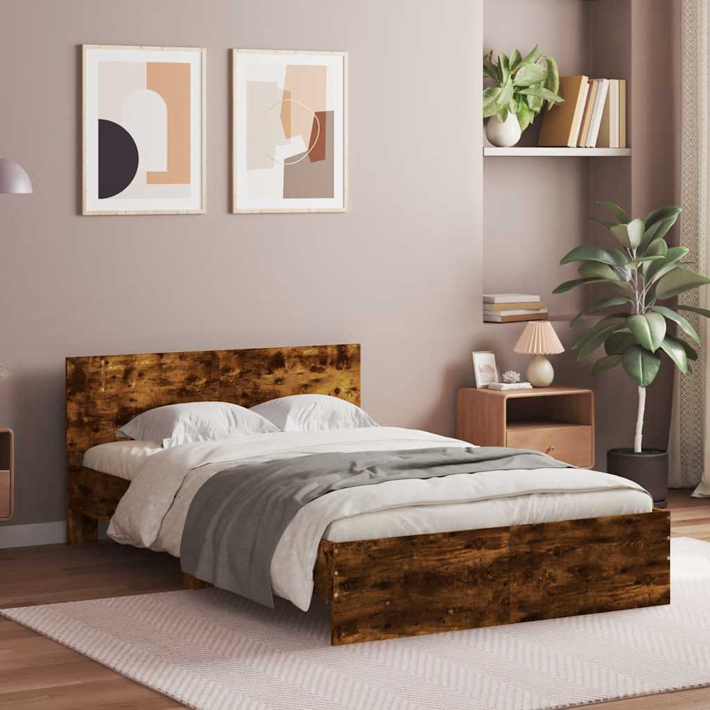 Cadre de lit avec tête de lit et LED chêne fumé 120x200 cm - XIOS
