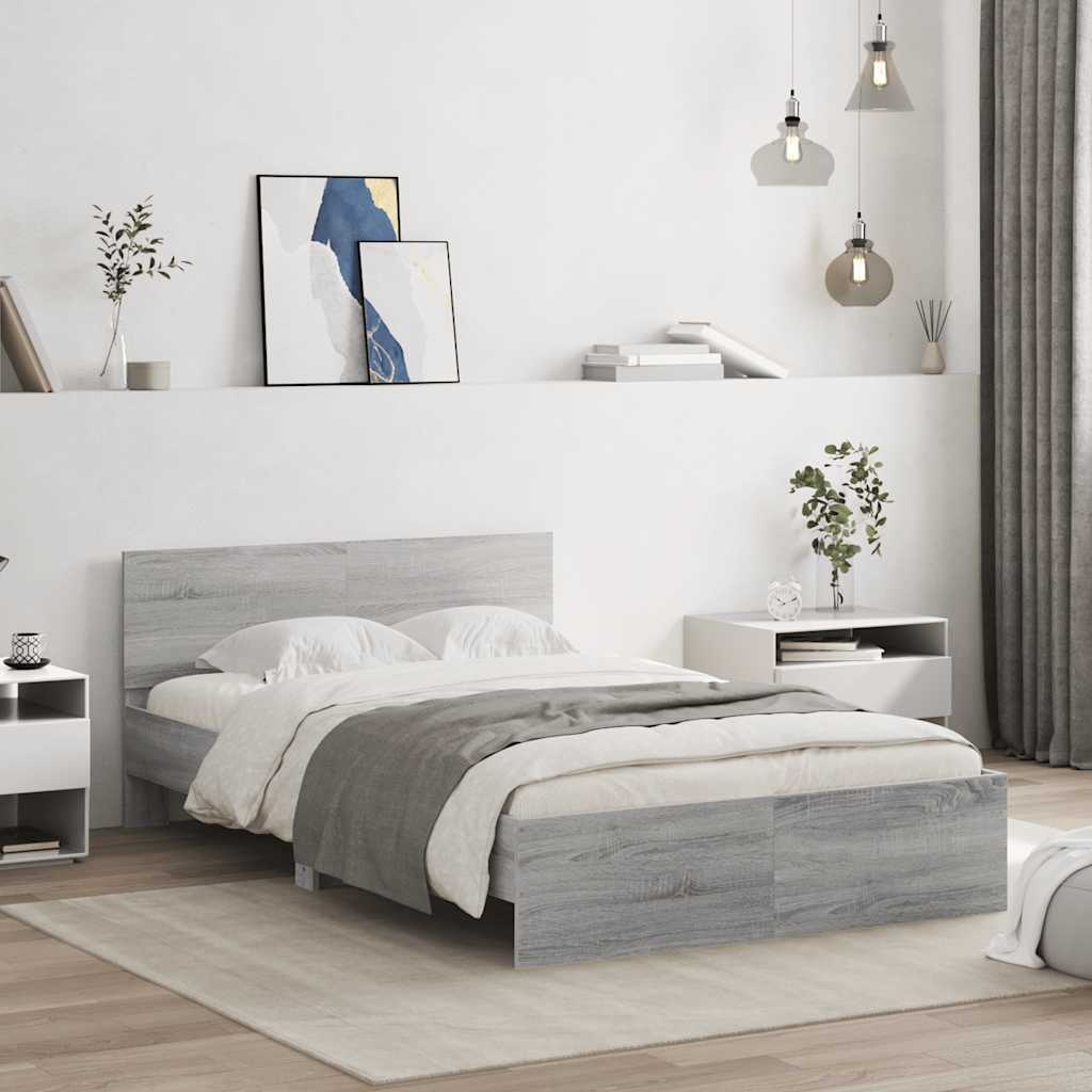 Cadre de lit avec tête de lit et LED sonoma gris 120x200 cm - XIOS