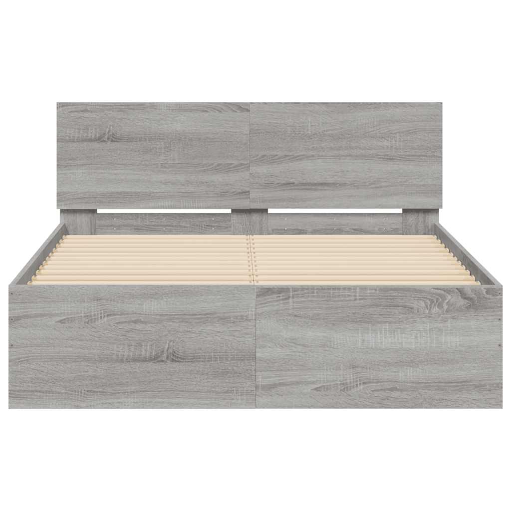 Cadre de lit avec tête de lit et LED sonoma gris 120x200 cm - XIOS