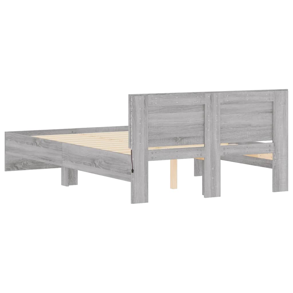 Cadre de lit avec tête de lit et LED sonoma gris 120x200 cm - XIOS