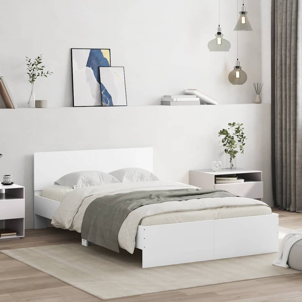 Cadre de lit avec tête de lit et LED blanc 140x190 cm - XIOS