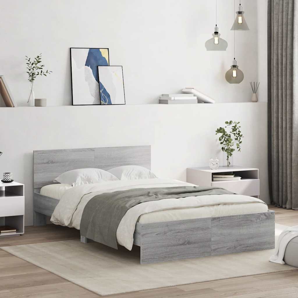 Cadre de lit avec tête de lit et LED sonoma gris 140x190 cm - XIOS