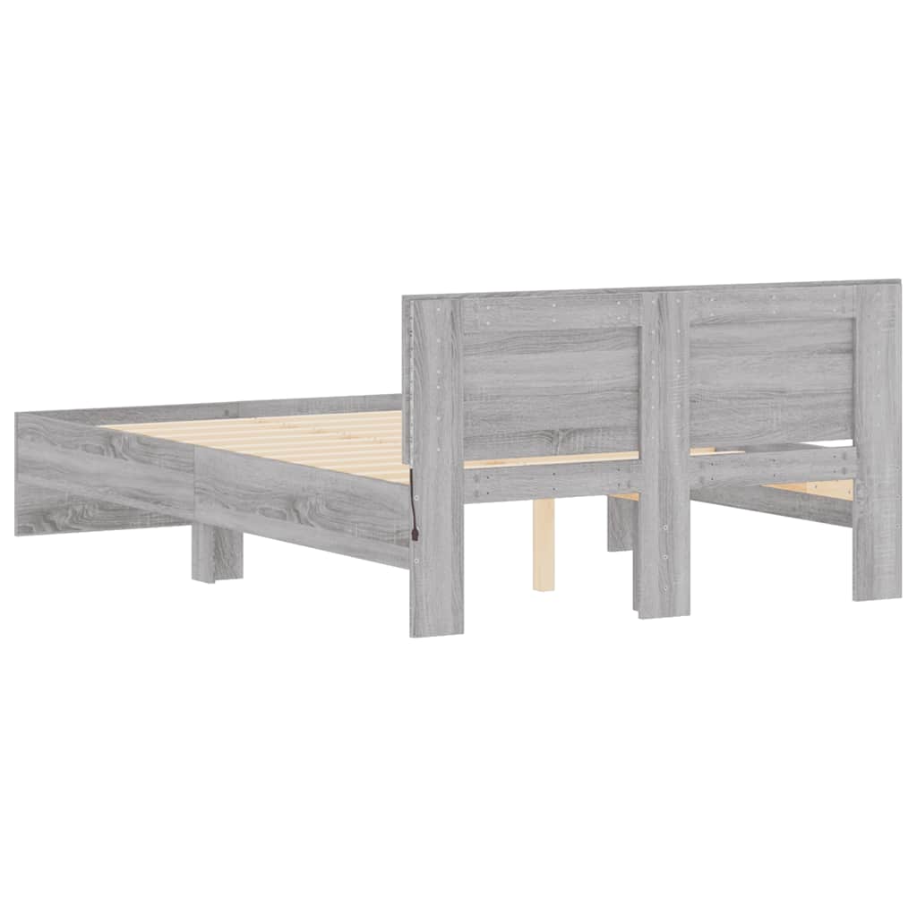 Cadre de lit avec tête de lit et LED sonoma gris 140x190 cm - XIOS