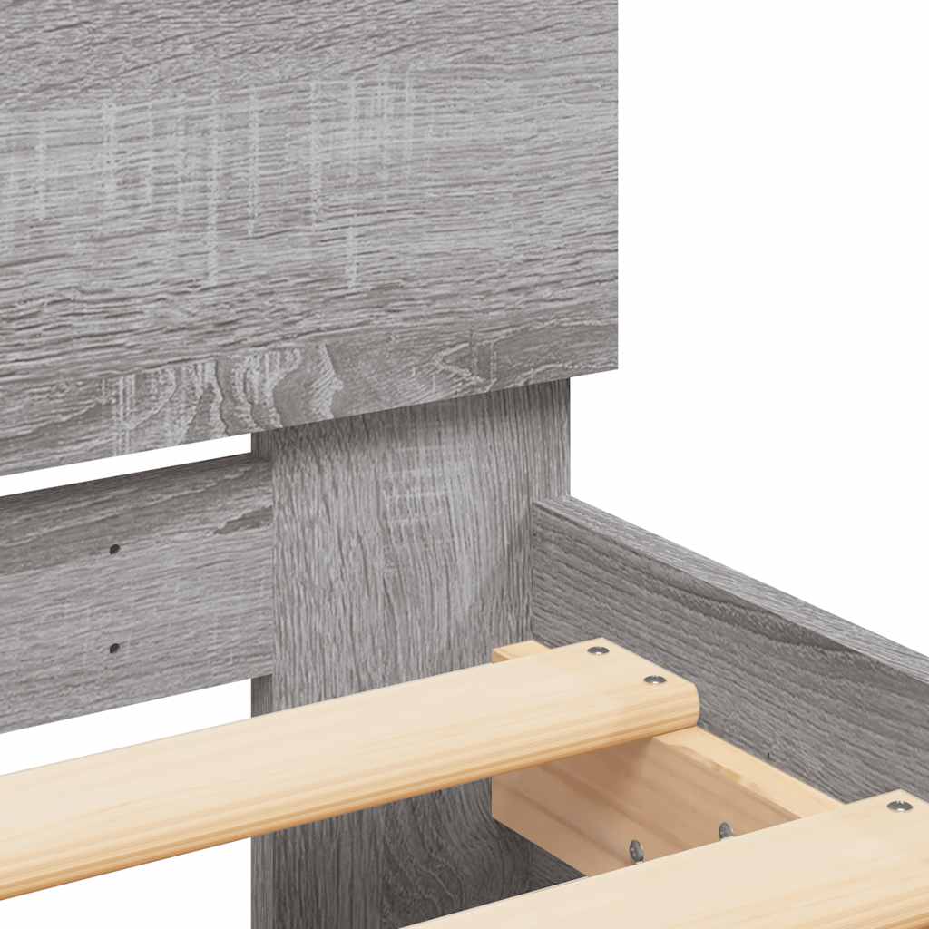 Cadre de lit avec tête de lit et LED sonoma gris 140x190 cm - XIOS