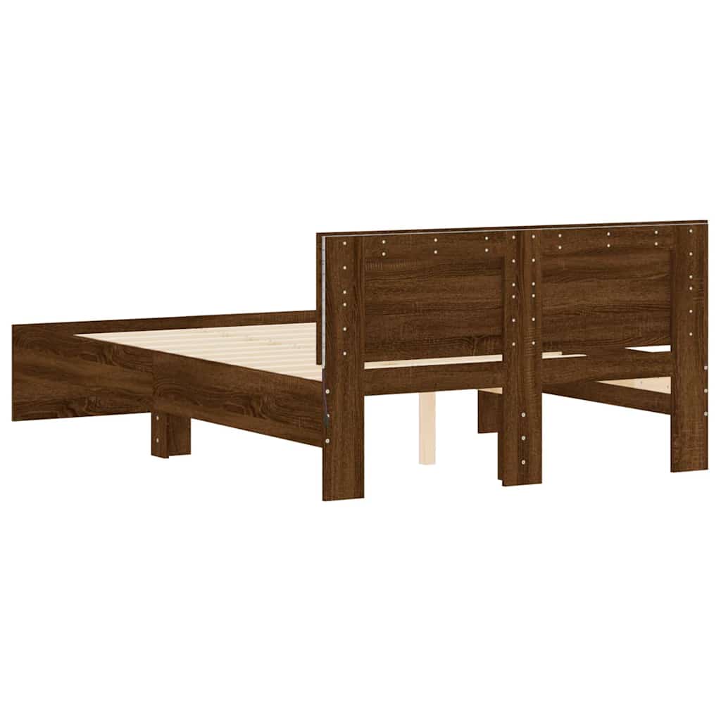 Cadre de lit avec tête de lit et LED chêne marron 140x190 cm - XIOS