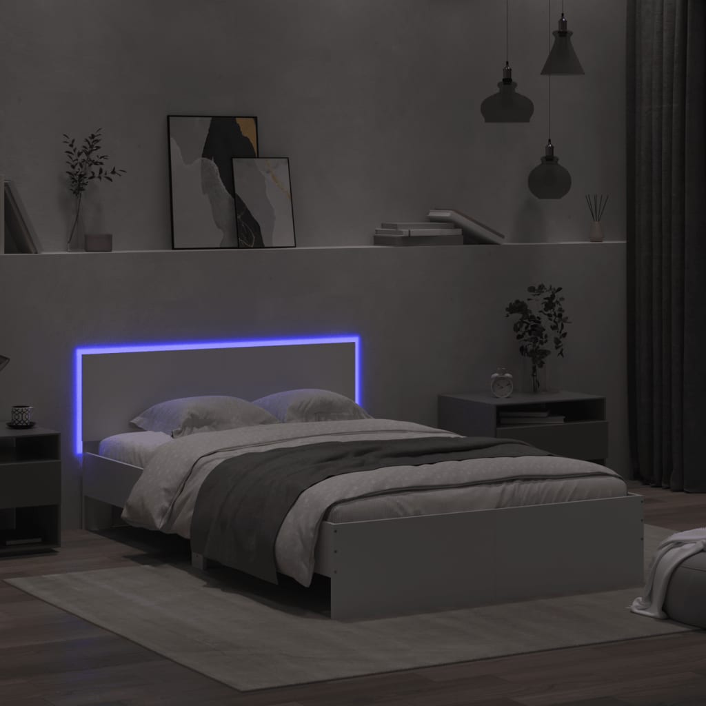 Cadre de lit avec LED sans matelas blanc 135x190 cm - XIOS