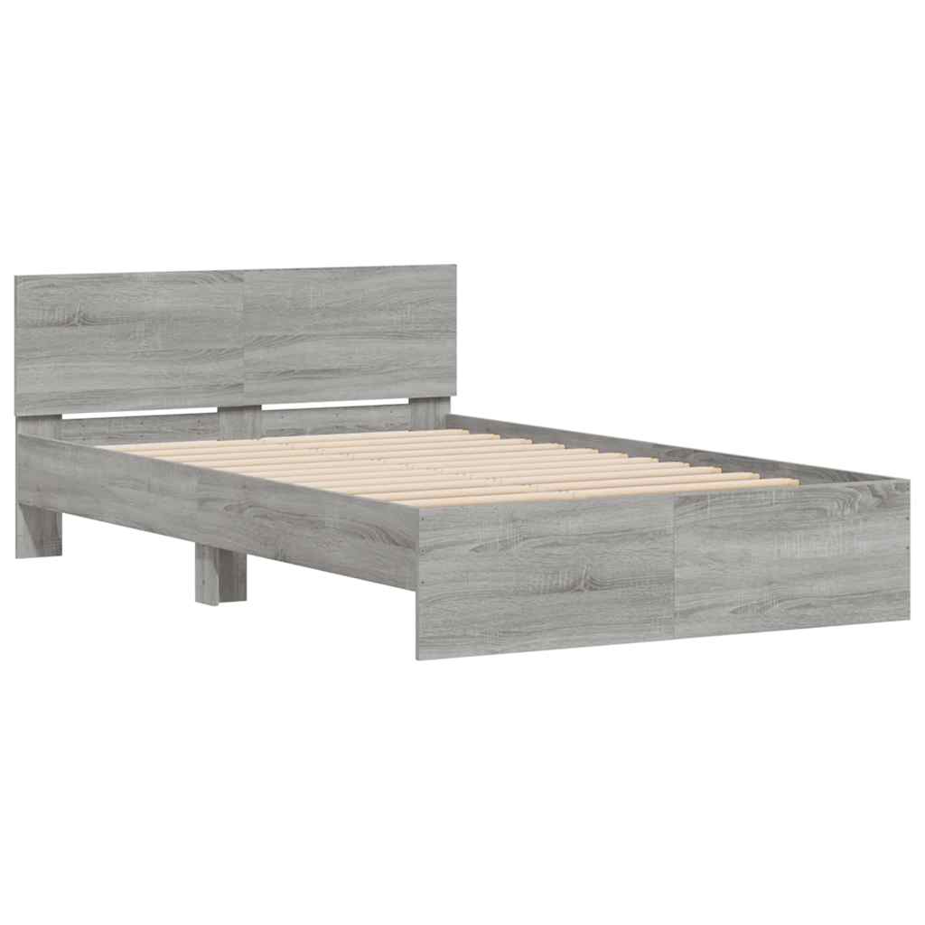 Cadre de lit avec tête de lit et LED sonoma gris 135x190 cm - XIOS