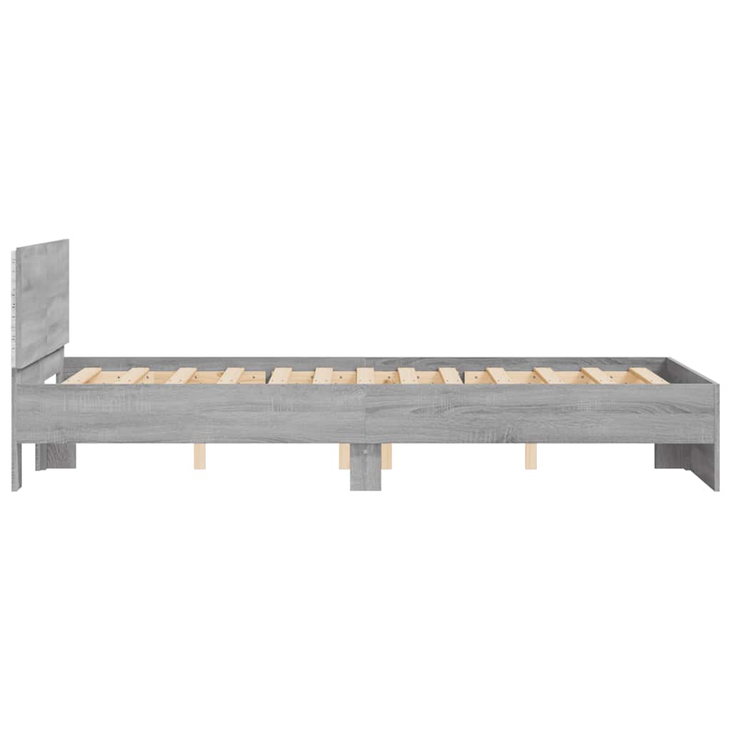 Cadre de lit avec tête de lit et LED sonoma gris 135x190 cm - XIOS