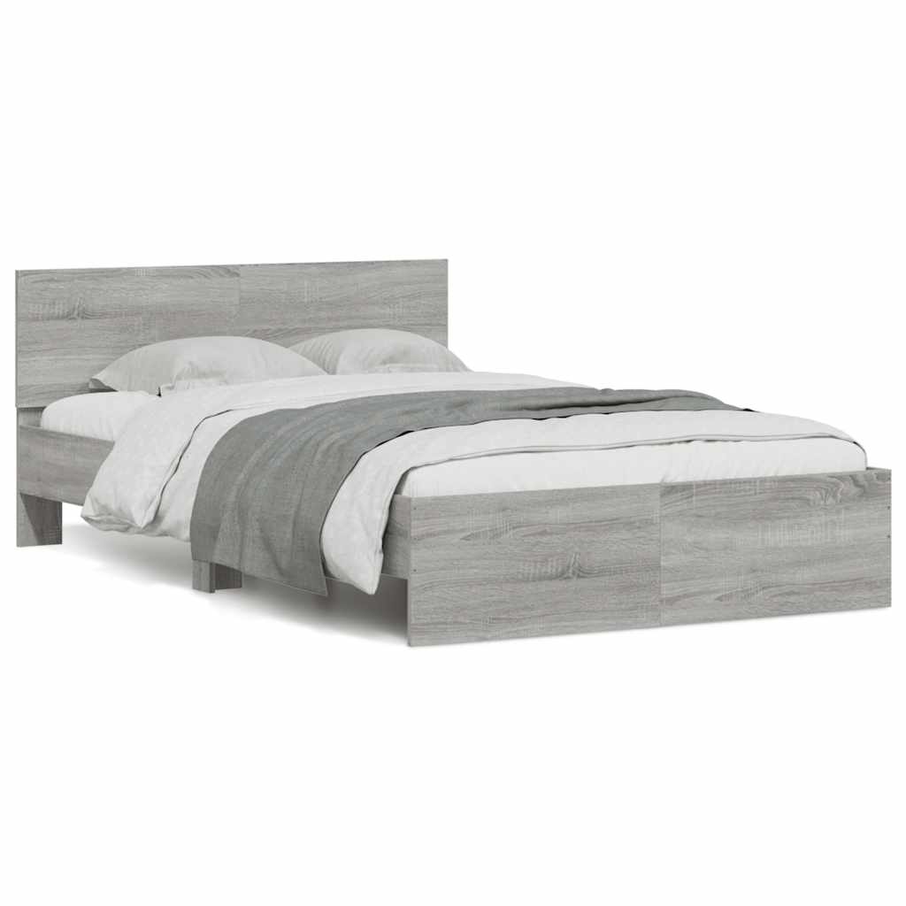 Cadre de lit avec tête de lit et LED sonoma gris 135x190 cm - XIOS