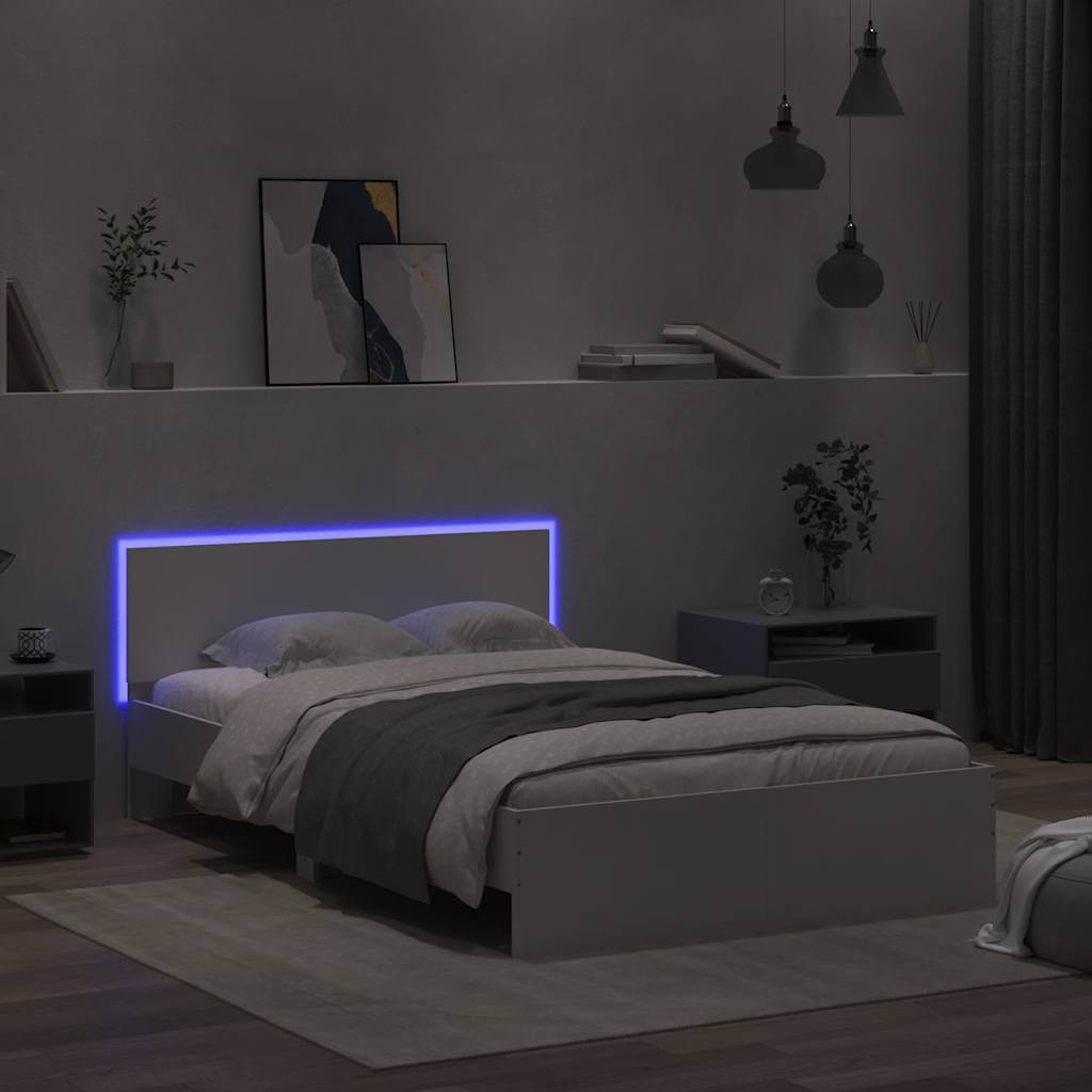 Cadre de lit avec tête de lit et LED blanc 120x190 cm - XIOS