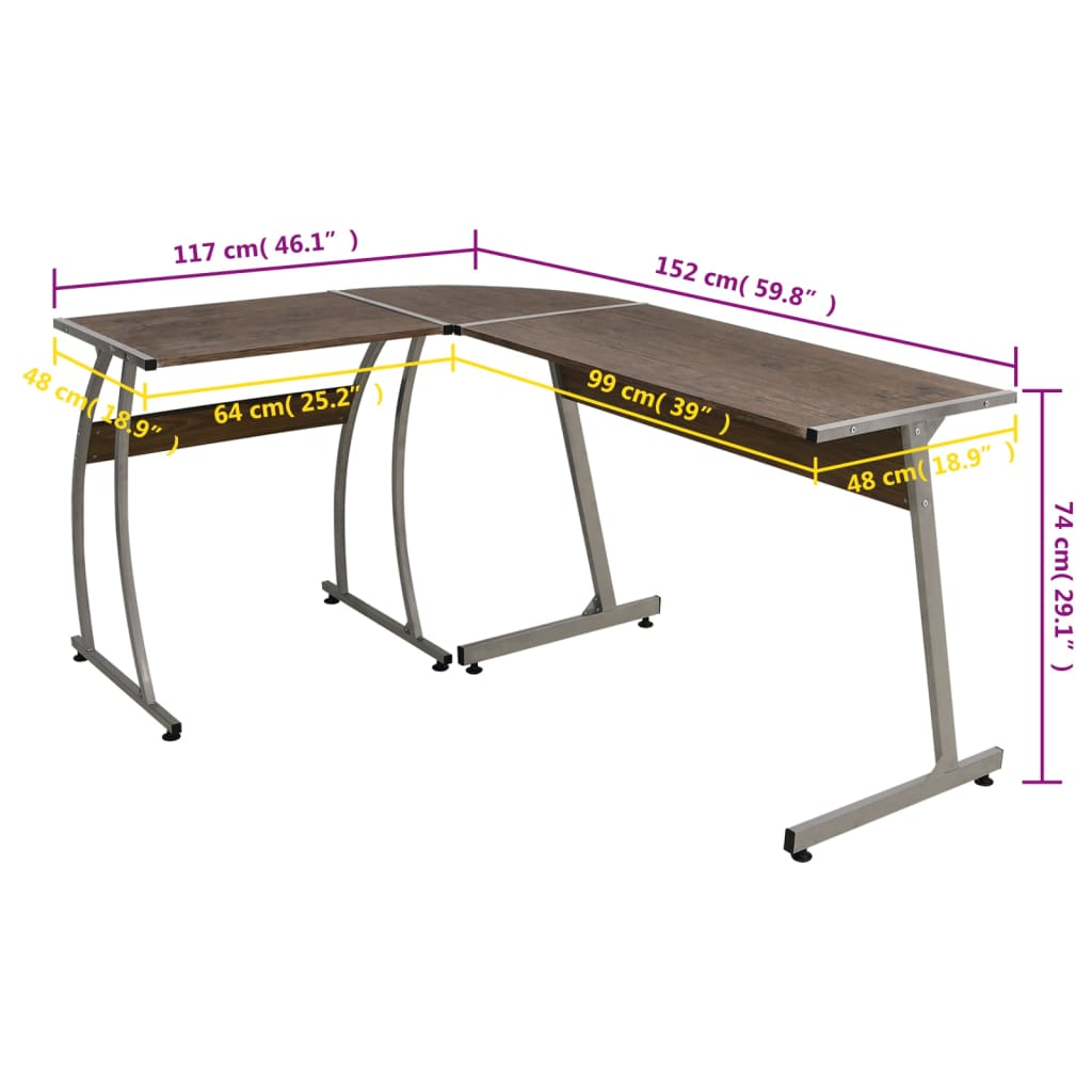 Bureau d'angle marron bois d'ingénierie - XIOS