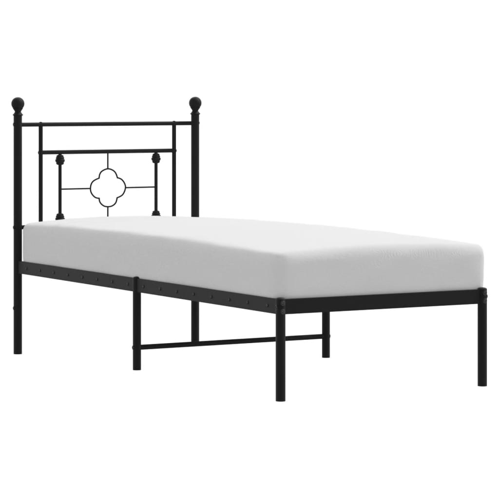 Cadre de lit métal sans matelas avec tête de lit noir 75x190 cm - XIOS