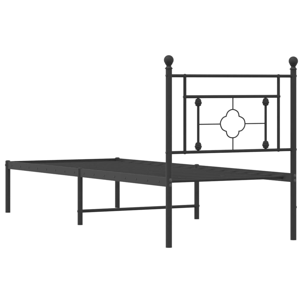 Cadre de lit métal sans matelas avec tête de lit noir 75x190 cm - XIOS
