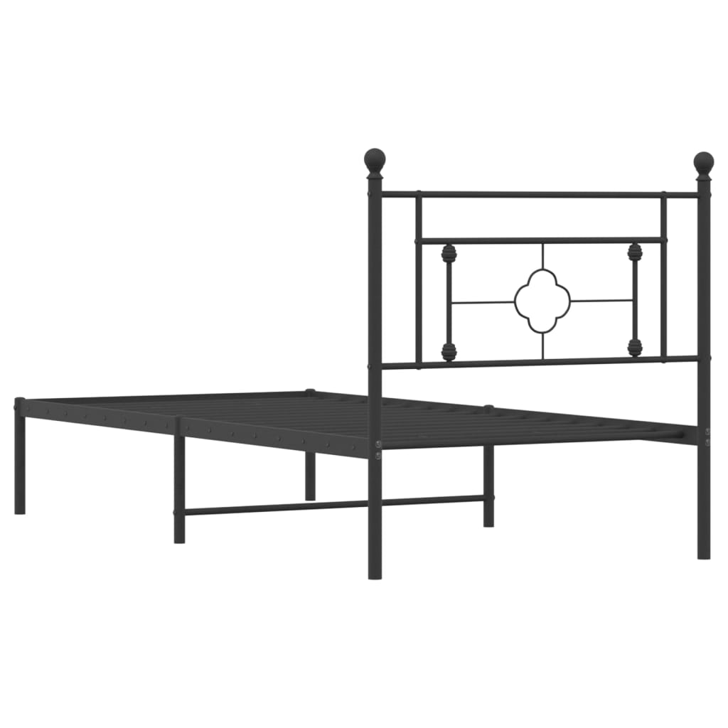 Cadre de lit métal sans matelas avec tête de lit noir 90x190 cm - XIOS