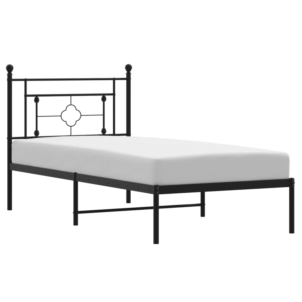 Cadre de lit métal sans matelas avec tête de lit noir 90x200 cm - XIOS