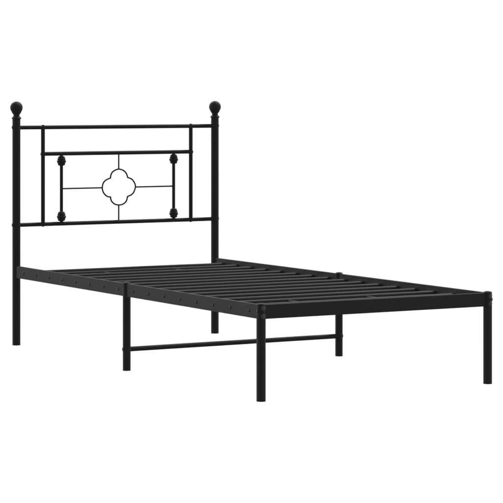 Cadre de lit métal sans matelas avec tête de lit noir 90x200 cm - XIOS