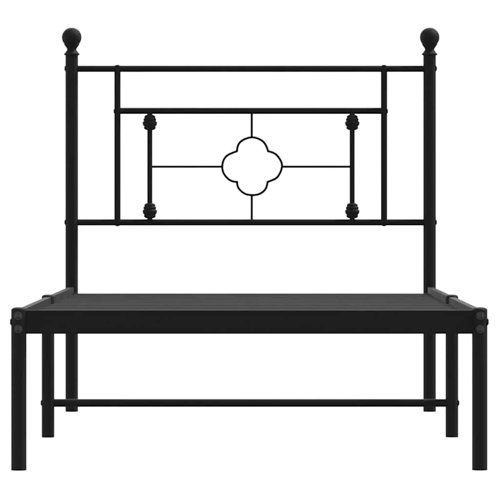 Cadre de lit métal sans matelas avec tête de lit noir 100x200cm