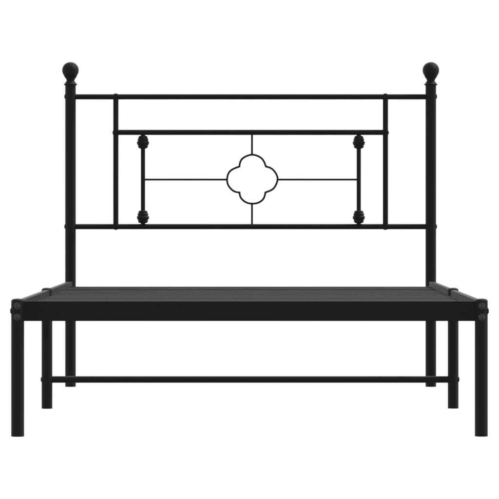 Cadre de lit métal sans matelas avec tête de lit noir 107x203cm - XIOS