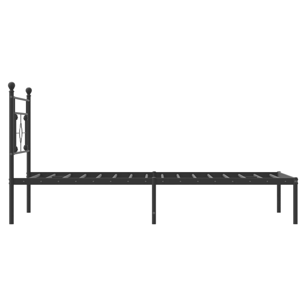 Cadre de lit métal sans matelas avec tête de lit noir 107x203cm - XIOS
