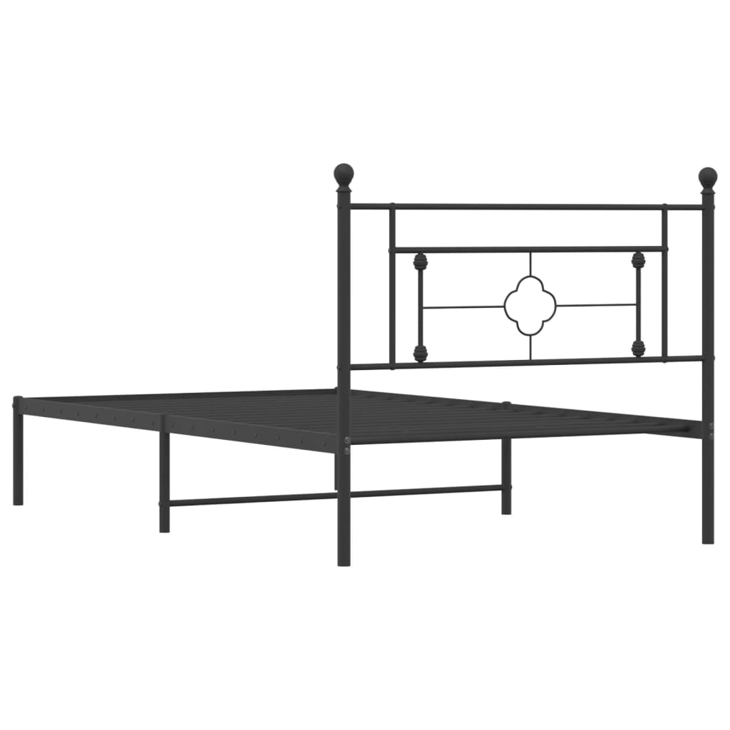 Cadre de lit métal sans matelas avec tête de lit noir 107x203cm - XIOS