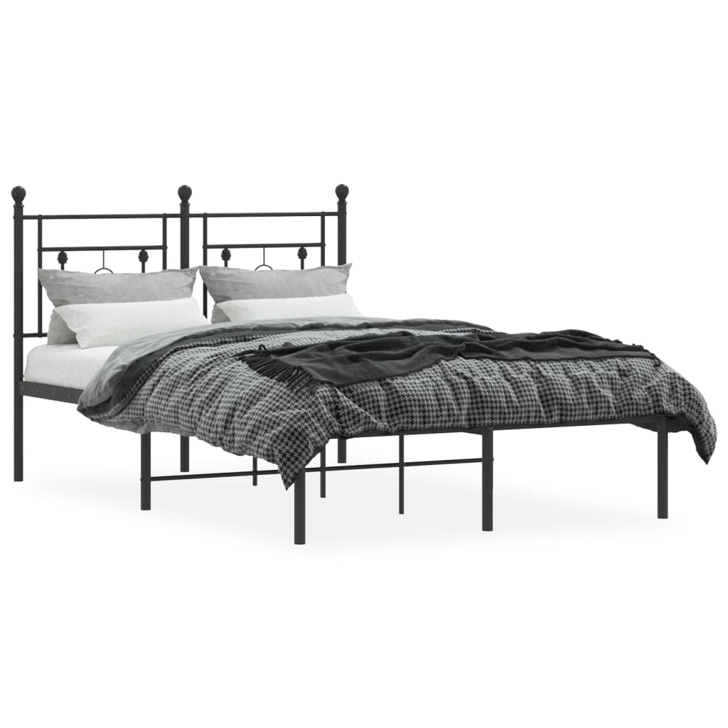 Cadre de lit métal sans matelas avec tête de lit noir 120x190cm - XIOS