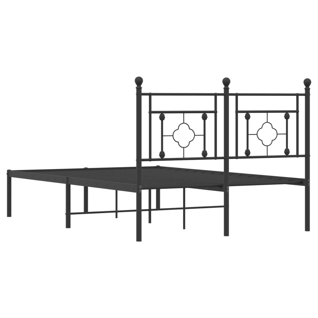 Cadre de lit métal sans matelas avec tête de lit noir 120x190cm - XIOS