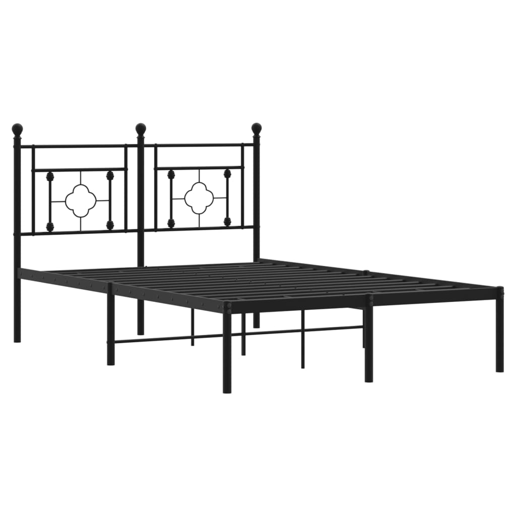 Cadre de lit métal sans matelas avec tête de lit noir 120x200cm - XIOS