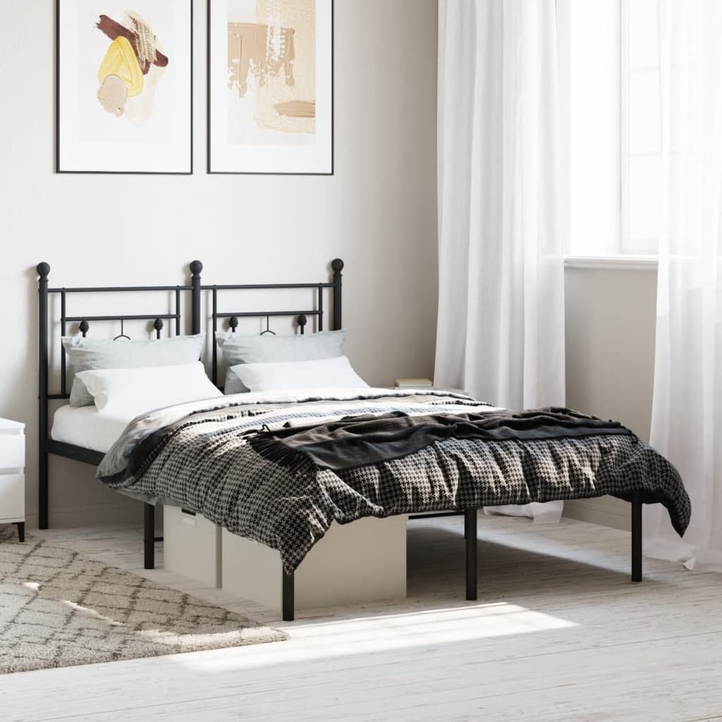 Cadre de lit métal sans matelas avec tête de lit noir 120x200cm - XIOS