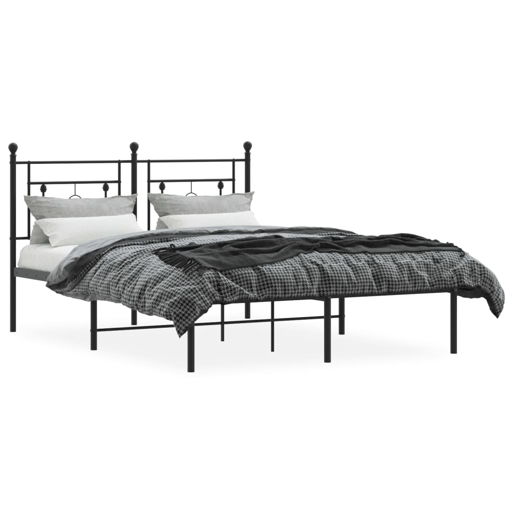 Cadre de lit métal sans matelas avec tête de lit noir 135x190cm - XIOS